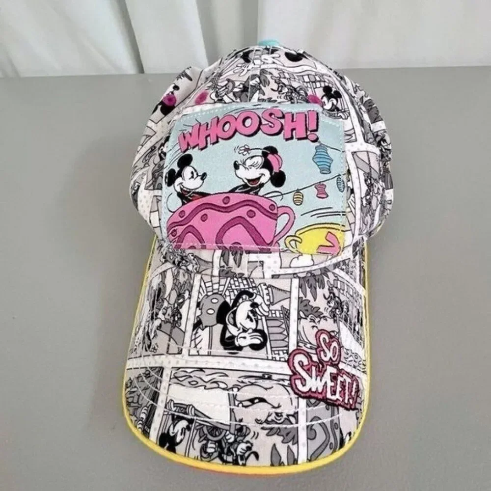 DISNEY PARKS WOMENS BASEBALL HAT MICKEY & MINNIE SIZE ADULT PINK AND LT BLUE